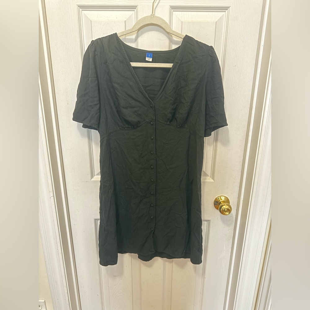 Old Navy Black V-Neck Dress with Button Details